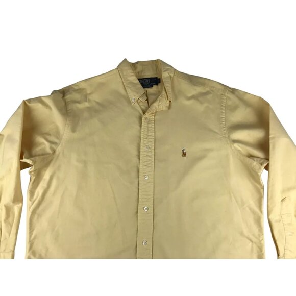 VTG 80s-90s era Polo by Ralph Lauren Mens Yellow Long Sleeve Shirt Size 17-34 - Picture 3 of 12